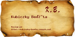 Kubiczky Beáta névjegykártya